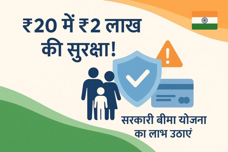 प्रधानमंत्री सुरक्षा बीमा योजना (PMSBY) 2025 – ₹20 में ₹2 लाख तक दुर्घटना बीमा | पूरी जानकारी हिंदी में