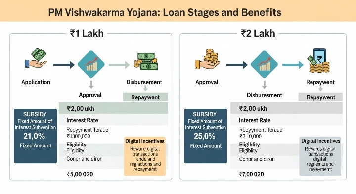 PM Vishwakarma Loan Apply Subsidy Details Table english